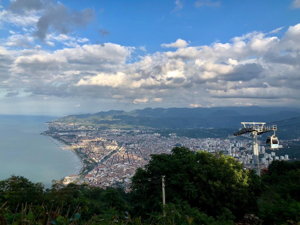 cable car atop mountain overlooking Ordu bay