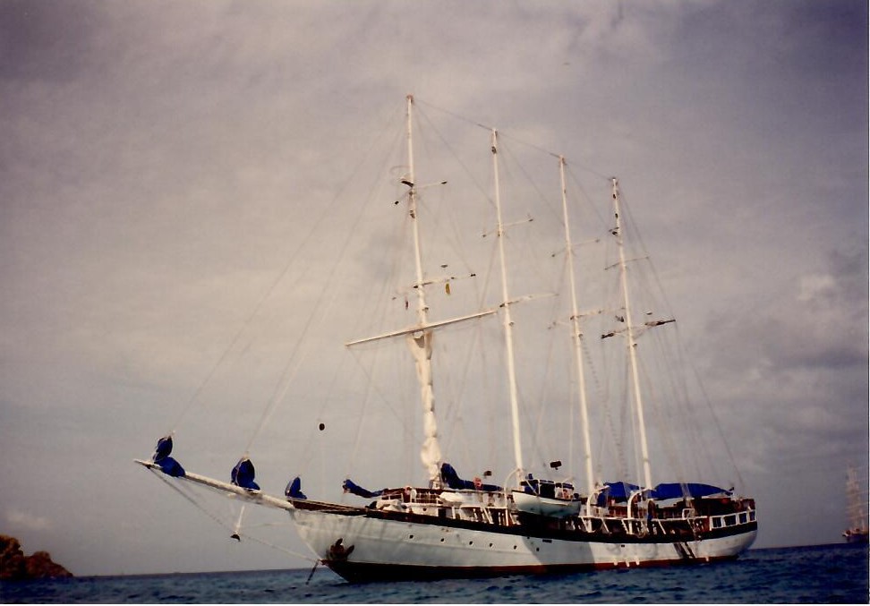 1994 Polynesia at anchor by Douglas CROPPED